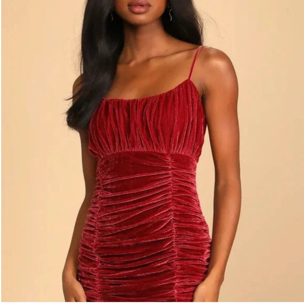SALE! Lulus Rich Red Velvet Mini Dress Small